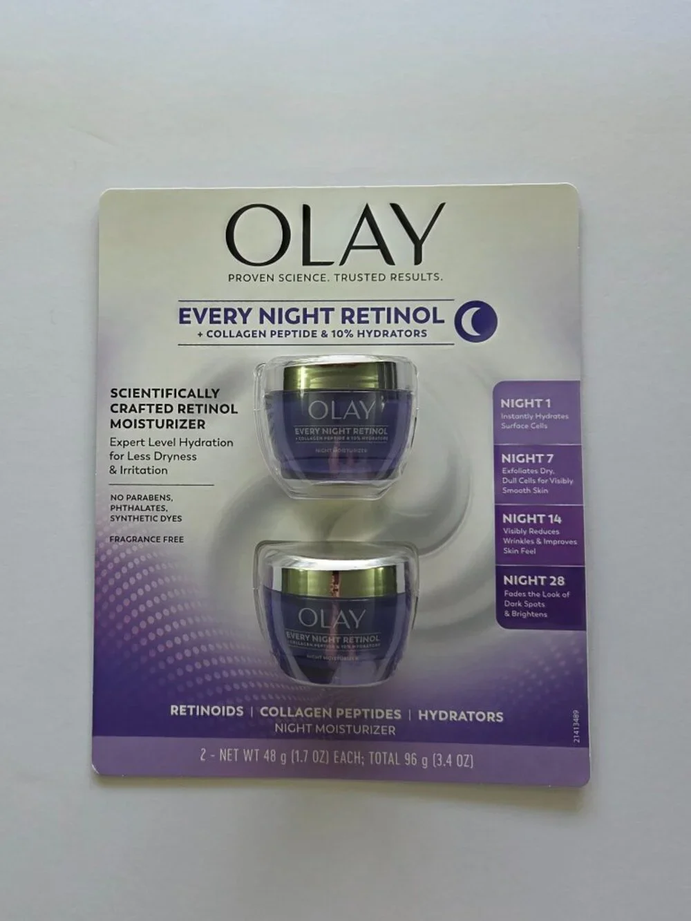 Olay Every Night Retinol + Collagen Peptide Night Moisturizer 2-Pack NWT